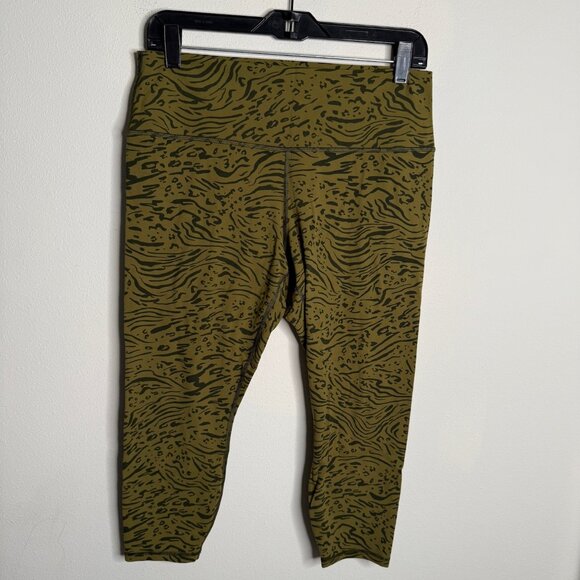Athleta Women's XL Animal Print Olive Green High Rise Stretch Workout Leggings - Picture 2 of 5